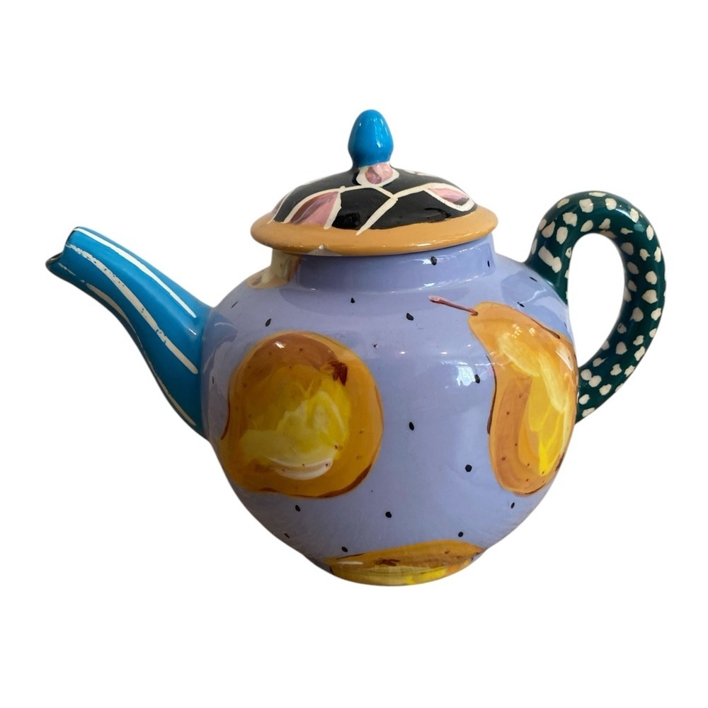 Droll Designs Abstract Painted Teapot Pear design